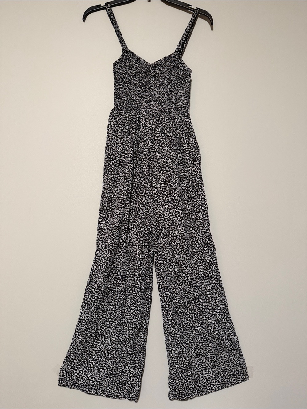 Madewell Women's Black Floral Wide-Leg Jumpsuit